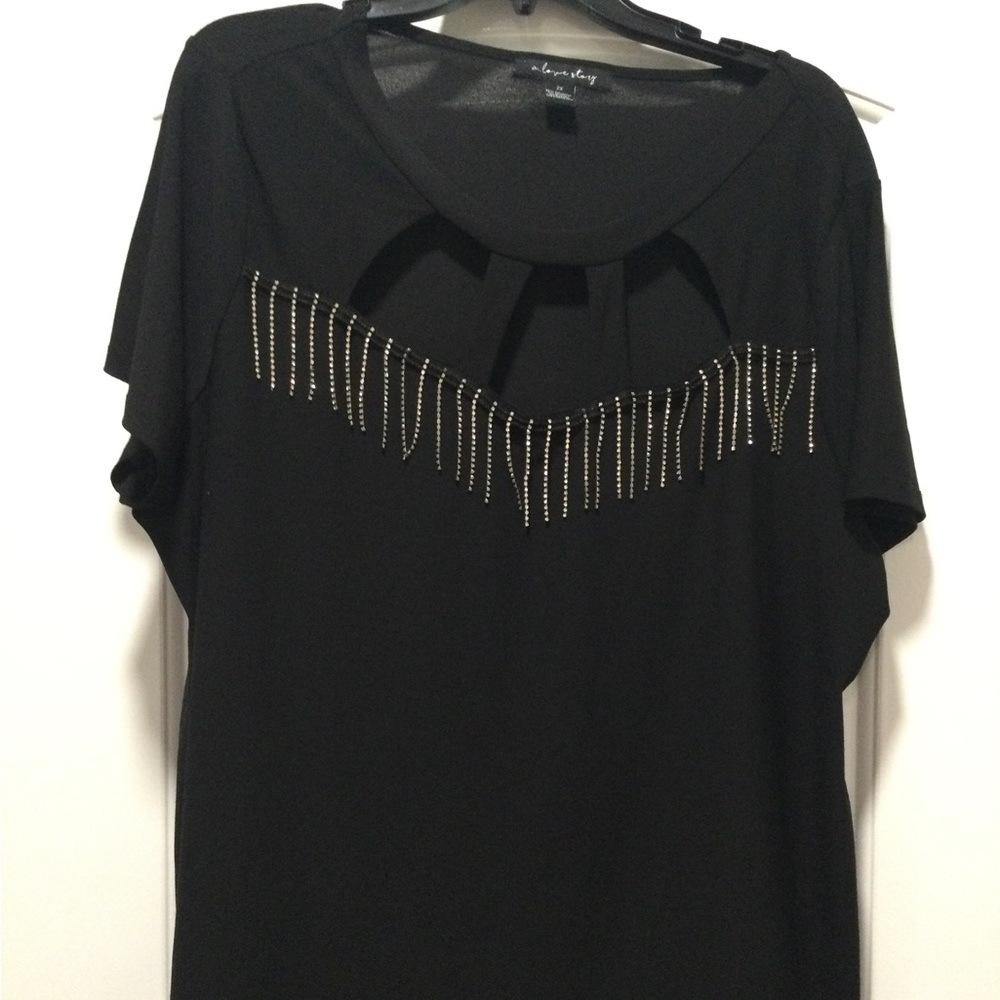 Black Rhinestone Beaded Women's Top